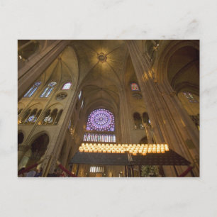 Frankrike, Paris. Interiör från Notre Dame-katedra Vykort