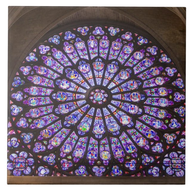 Frankrike, Paris. Interiördetalj av glasmålning Kakelplatta (Framsidan)