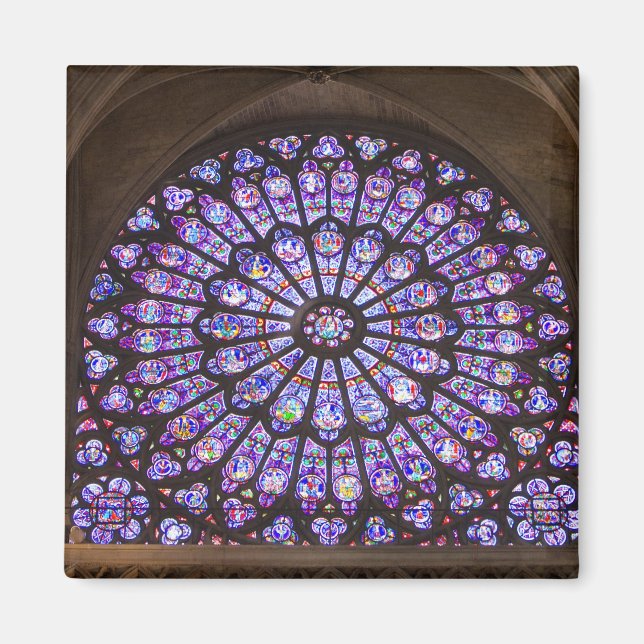 Frankrike, Paris. Interiördetalj av glasmålning Magnet (Framsidan)