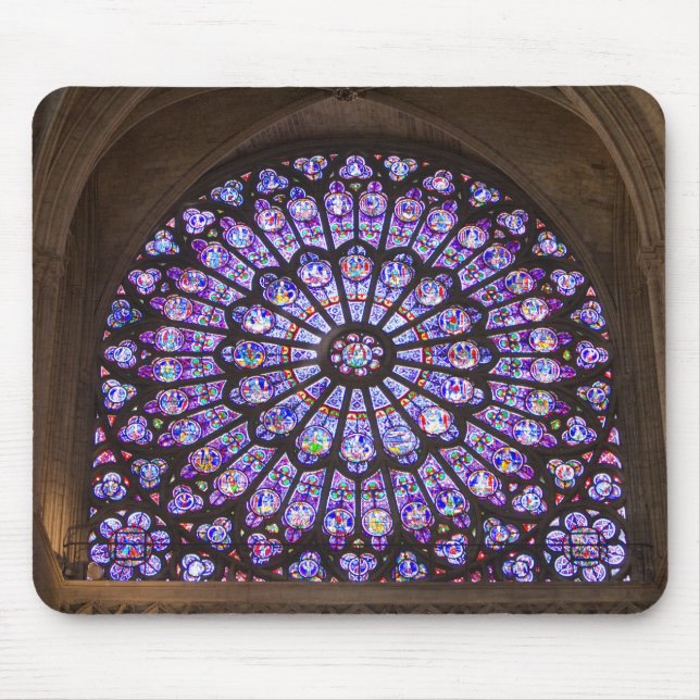Frankrike, Paris. Interiördetalj av glasmålning Musmatta (Framsidan)
