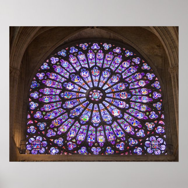 Frankrike, Paris. Interiördetalj av glasmålning Poster (Framsidan)