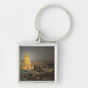 Frankrike, Paris. Les Invalides sett från Fyrkantig Silverfärgad Nyckelring