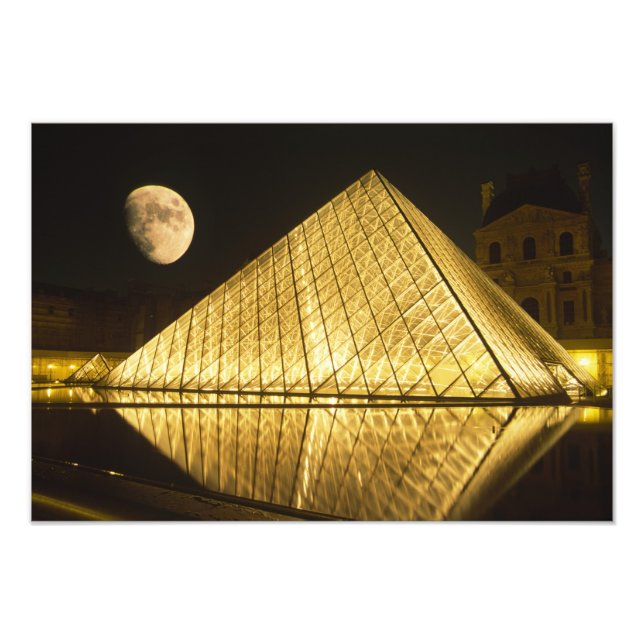 Frankrike, Paris, Louvren, Nattid Fototryck (Framsidan)
