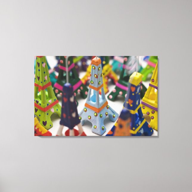 Frankrike, Paris, Miniature Eiffel Torn Canvastryck (Framsida)