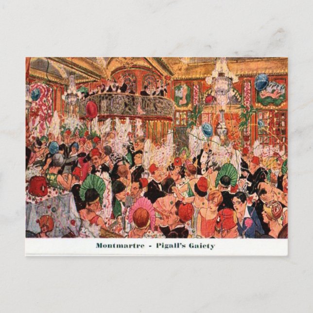 Frankrike, Paris, Montmatre, Pigall's Gaiety 1920 Vykort (Framsida)