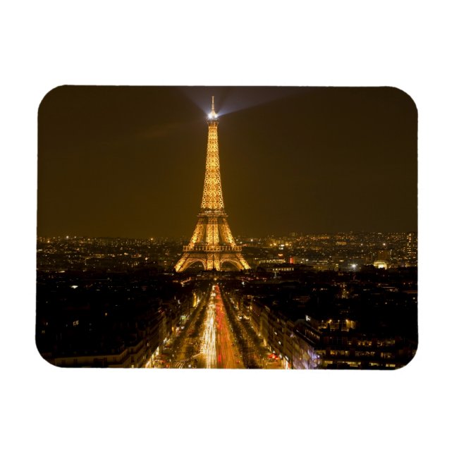 Frankrike, Paris. Nattlig vy av Eiffeltornet Magnet (Horisontell)