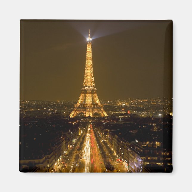Frankrike, Paris. Nattlig vy av Eiffeltornet Magnet (Framsidan)