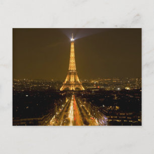 Frankrike, Paris. Nattlig vy av Eiffeltornet Vykort