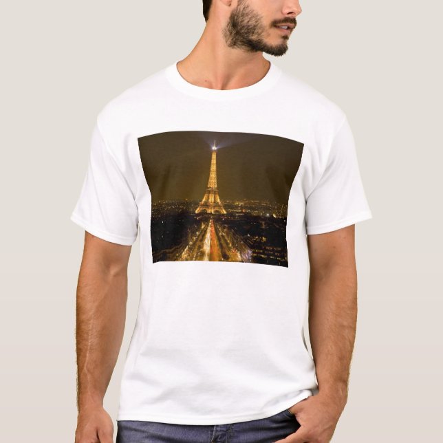 Frankrike, Paris. Översikt över Eiffel Torn i Natt Tee Shirt (Framsida)