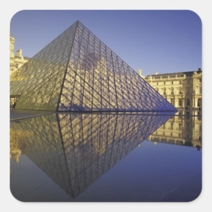 FRANKRIKE, Paris Reflektion, Pyramid. Louvren Fyrkantigt Klistermärke