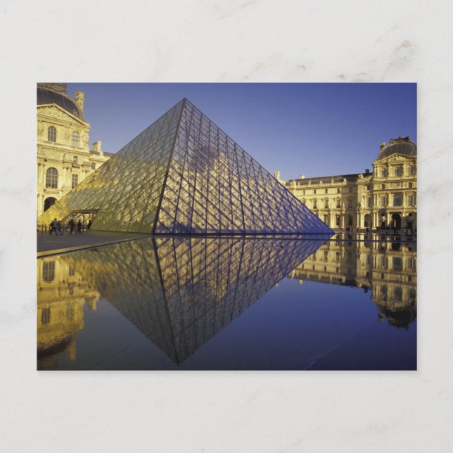 FRANKRIKE, Paris reflektion, Pyramid. Louvren Vykort (Framsida)
