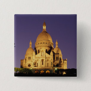 Frankrike, Paris, Sacré-Coeur i skymningen. Knapp