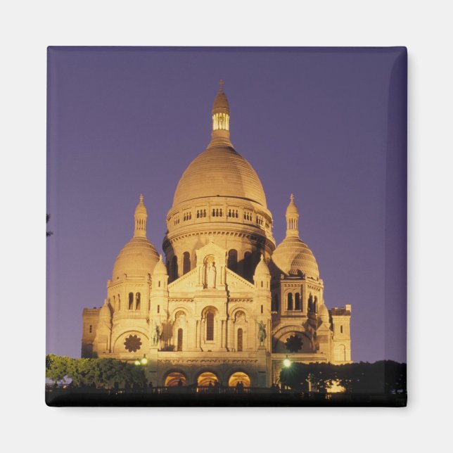 Frankrike, Paris, Sacré-Coeur i skymningen. Magnet (Framsidan)
