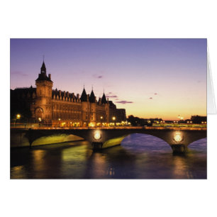 Frankrike, Paris, Seinefloden och Conciergerie vid Hälsningskort