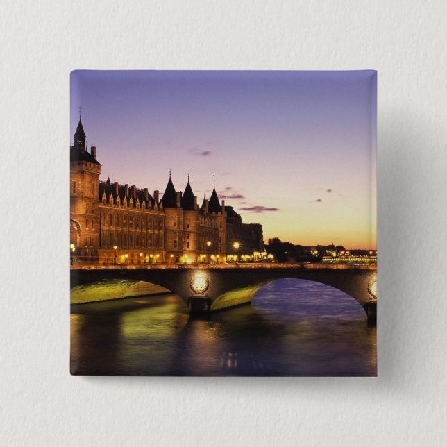 Frankrike, Paris, Seinefloden och Conciergerie vid Knapp (Framsida)