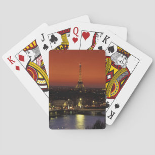 Frankrike, Paris Solnedgångsutsikt över Eiffeltorn Spel Kort