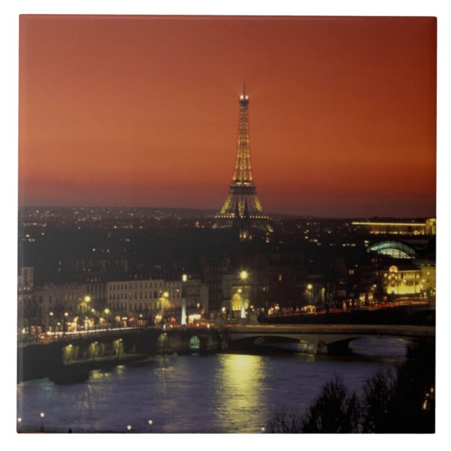 Frankrike, Paris Sunset view of Eiffel Torn and Kakelplatta (Framsidan)