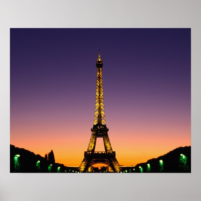 Frankrike, Paris, Tour Eiffel vid solnedgång. Poster (Framsidan)