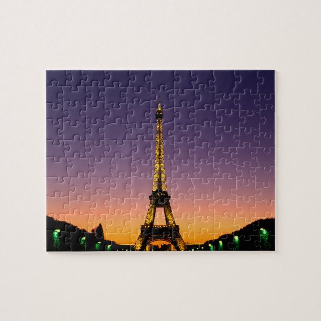Frankrike, Paris, Tour Eiffel vid solnedgång. Pussel (Horisontell)