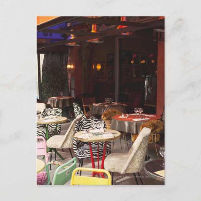 Frankrike, Paris, utomhuscafe Vykort (Framsida)