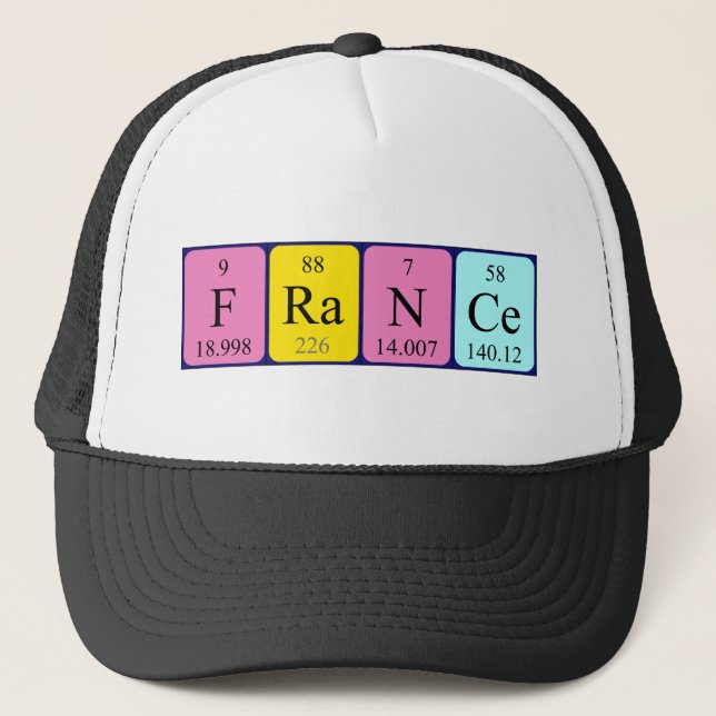 Frankrike periodisk bord namn hat keps (Framsida)