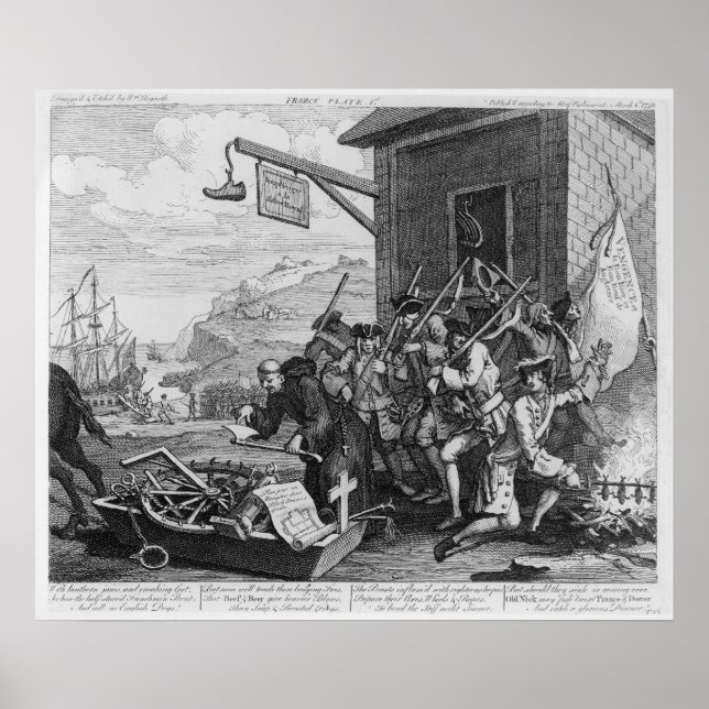 Frankrike, Plate I of 'The Invasion', 1756 Poster (Framsidan)