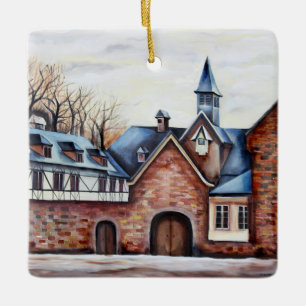 Frankrike Provenance Liege Belgium Village Julgransprydnad Keramik