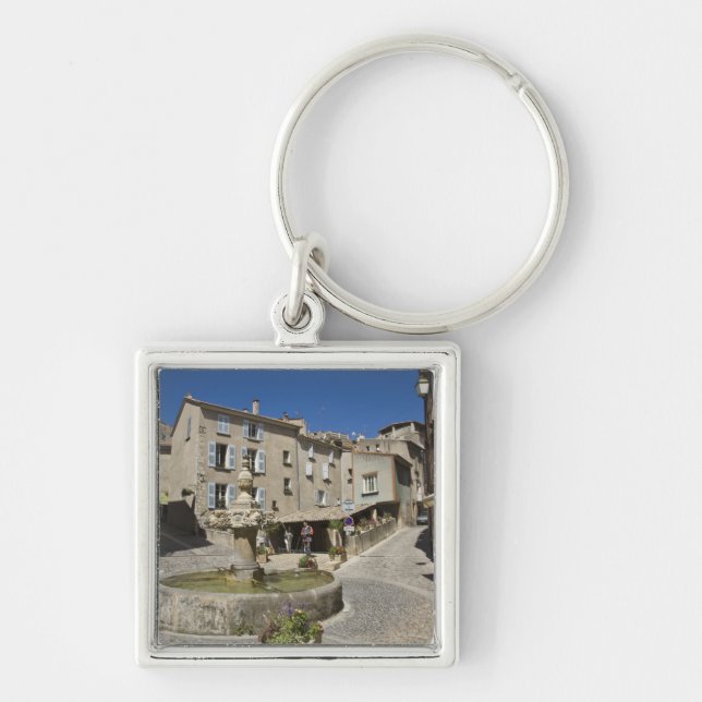 Frankrike, Provence, Valensole. Turister utforskar Fyrkantig Silverfärgad Nyckelring (Framsidan)