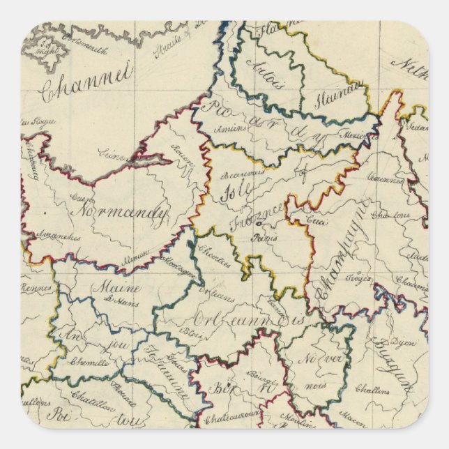Frankrike provinser fyrkantigt klistermärke (Framsida)