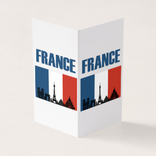 Frankrike Resa - Paris Stadssiluett Fransk Flagga Kort