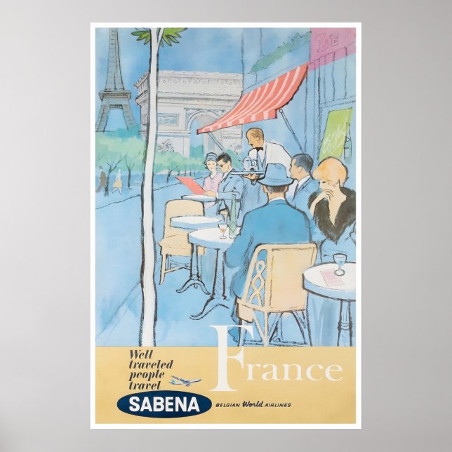 Frankrike Resaaffisch Sabena Konsttryck Poster (Framsidan)