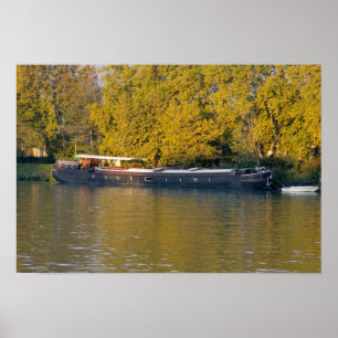 Frankrike, Rhone River, nära Avignon, pråm läng Poster
