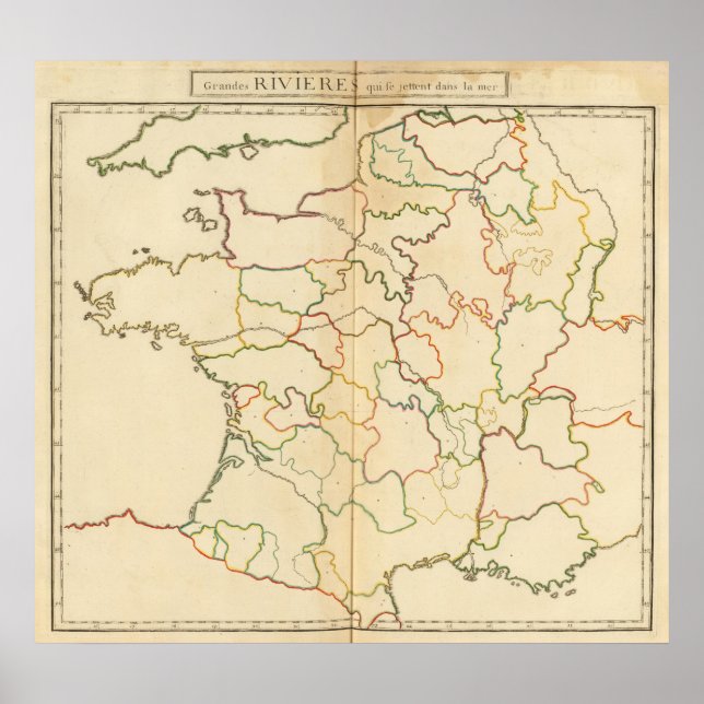 Frankrike Rivers kontur Poster (Framsidan)