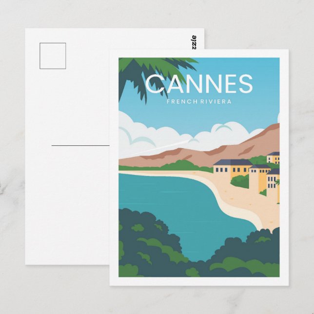 Frankrike Riviera Cannes Travel Ställe Illustratio Vykort (Fram/baksida)