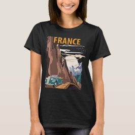 Frankrike Road Trip Retro Resa T-Shirt