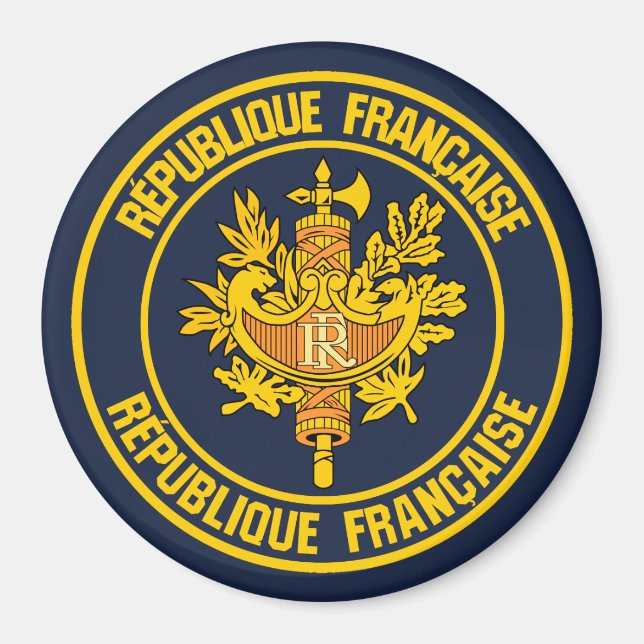 Frankrike Round Emblem Magnet (Framsidan)
