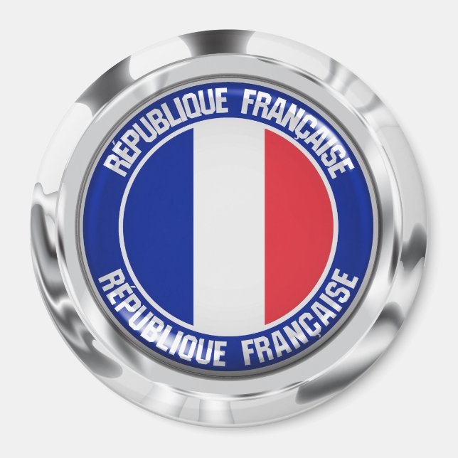 Frankrike Round Emblem Magnet (Framsidan)