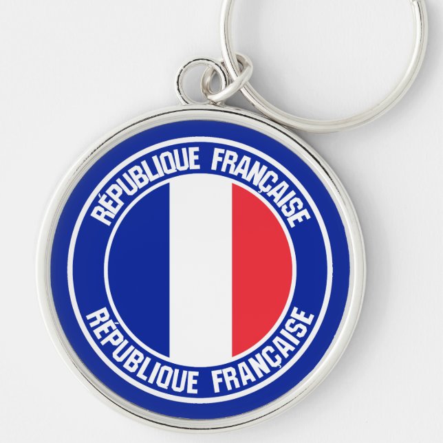 Frankrike Round Emblem Rund Silverfärgad Nyckelring (Framsidan)