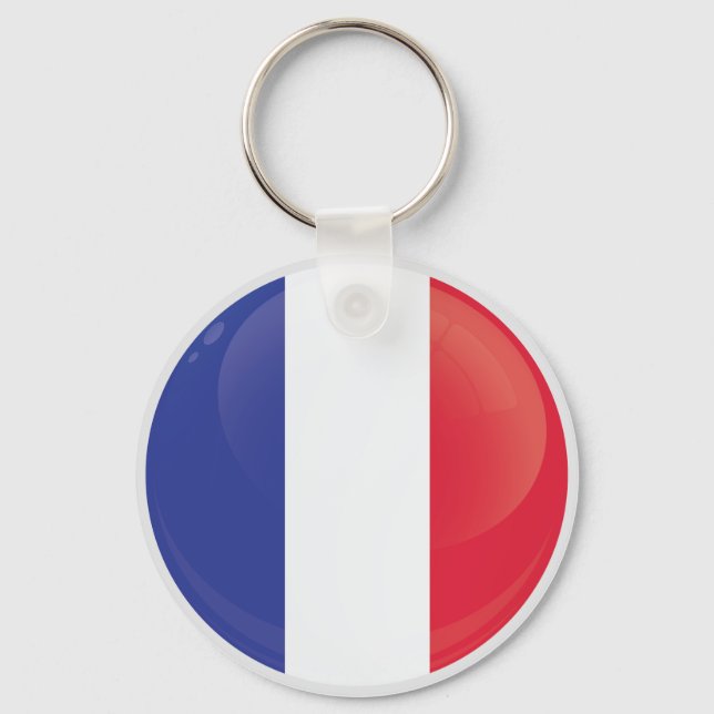 Frankrike  Rund ikon flagga Nyckelring (Framsida)