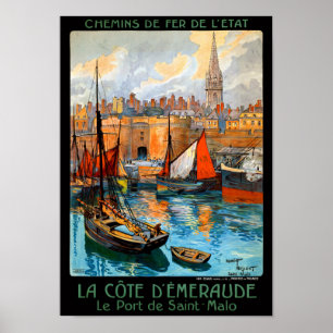 Frankrike Saint Malo Restated Vintage resor Poster