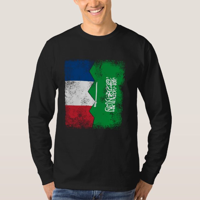 Frankrike Saudiarabien Flaggor Halvsaudisk Fransk  T Shirt (Framsida)