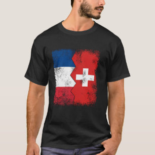 Frankrike Schweiz Flaggor Halvschweiziska Franskar T Shirt