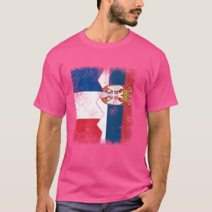 Frankrike Serbien Flaggor Halva Serbiska Franska R T Shirt