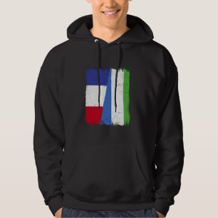 Frankrike Sierra Leone Sierra Fransk i halvFlagga Hoodie