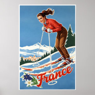Frankrike skidaffisch poster