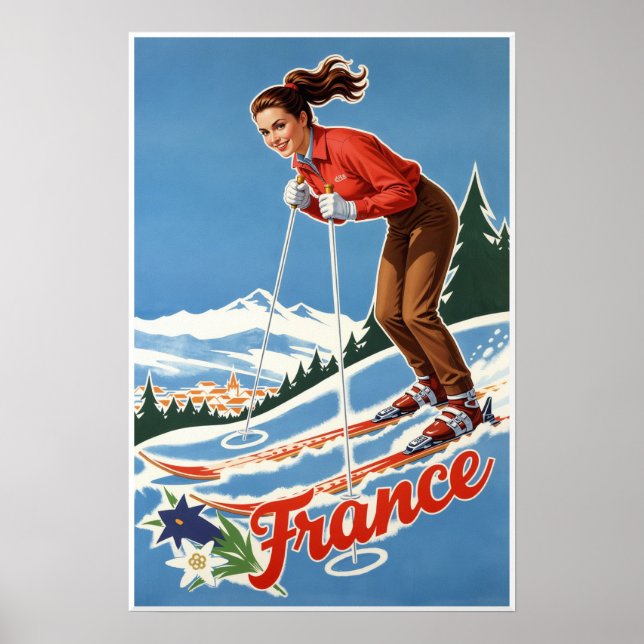 Frankrike skidaffisch  poster (Framsidan)