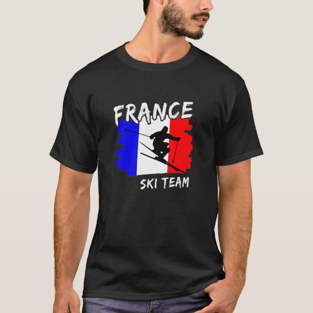 Frankrike skidåkning  t shirt (Framsida)