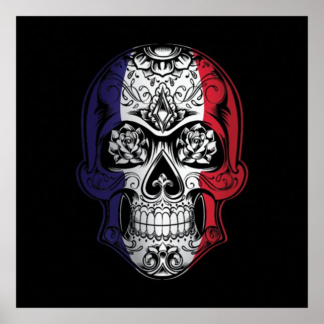 Frankrike Skull och Ro Flagga Poster (Framsidan)