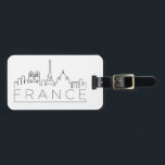 Frankrike Skyline Luggage Tag Bagagebricka<br><div class="desc">Ett unikt bagagetagg som representerar det vackra land i Frankrike.  Den här märkrn illustrerar stadens unika skylt med namn under.</div>