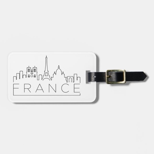 Frankrike Skyline Luggage Tag Bagagebricka (Horisontell Framsida)